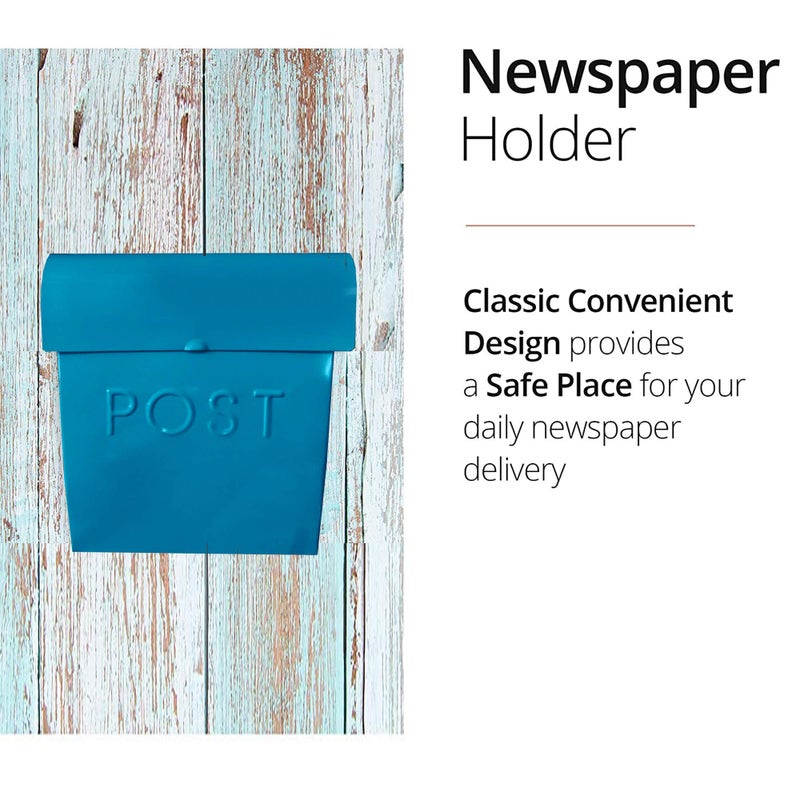 NACH Euro Series Modern Mailbox, Decorative Mail Holder, Wall Mount Mailboxes for Outside, Rust Resistant Galvanized Metal Mailbox, 12" x 11" x 4.5", Turquoise, MB-44794 - Image 5